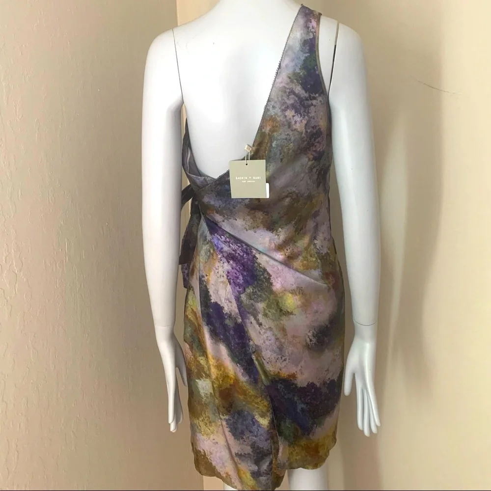 NWT SACHIN + BABI Silk Monet Ankasa Vickie Dress One Shoulder Wrap Pastel Size 4 - Picture 12 of 16